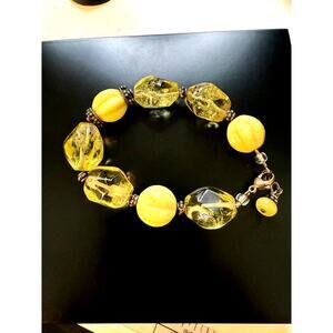 Vintage 925 Sterling Silver Beer Quartz Bracelet